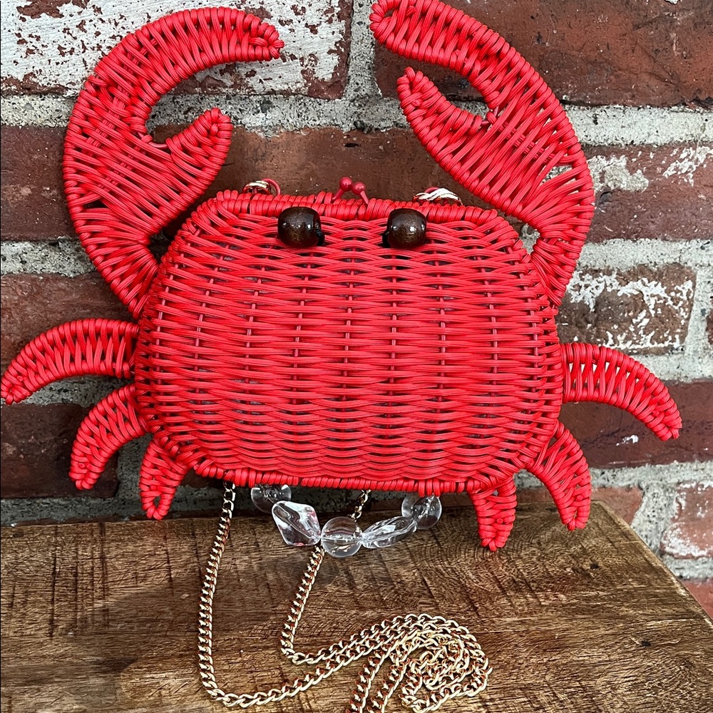 Tommy Bahama Red Woven Crab Crossbody Bag - Picture 6 of 11